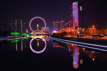 天津夜景图片,繁华都市画卷